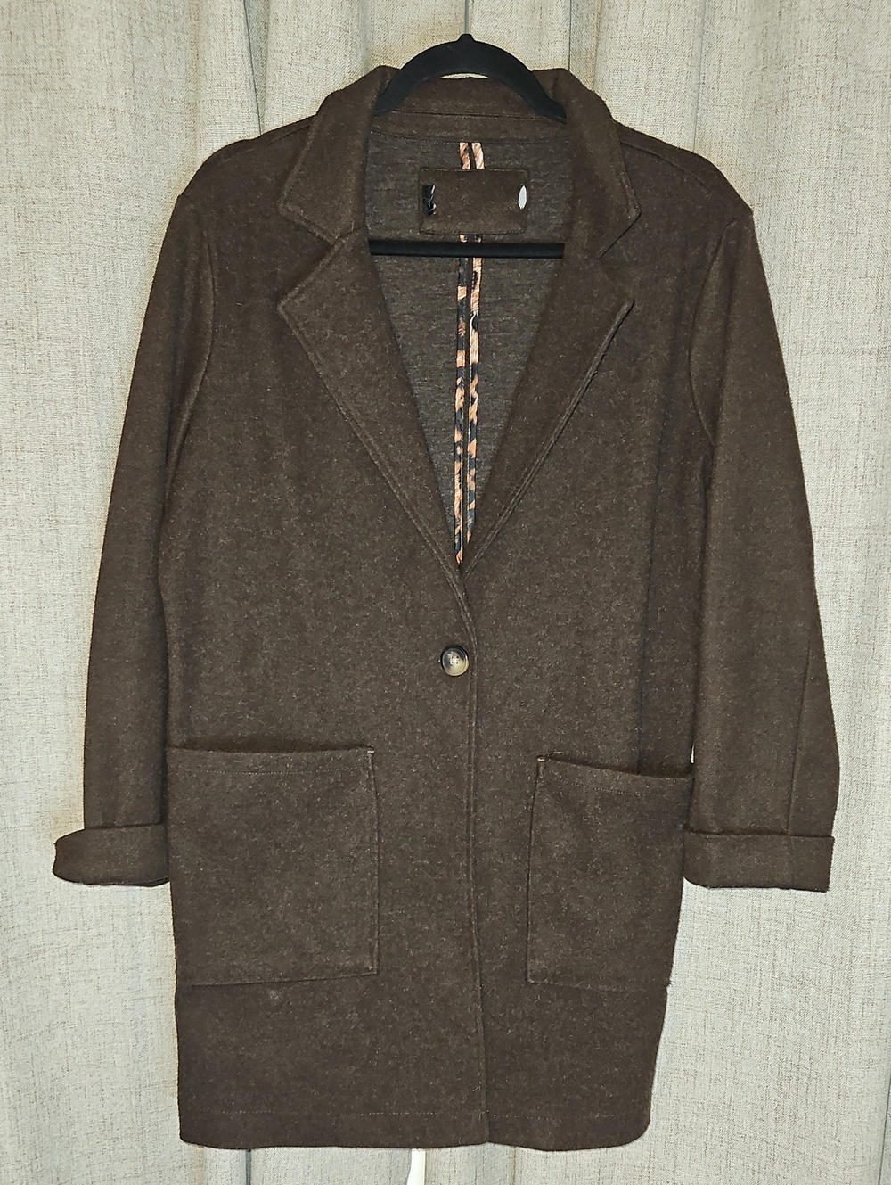 Chocolate Brown Single-Button Wool-Blend Coat